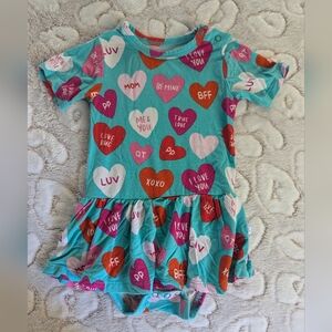 Posh Peanut Teal Dress with Heart Patterns
